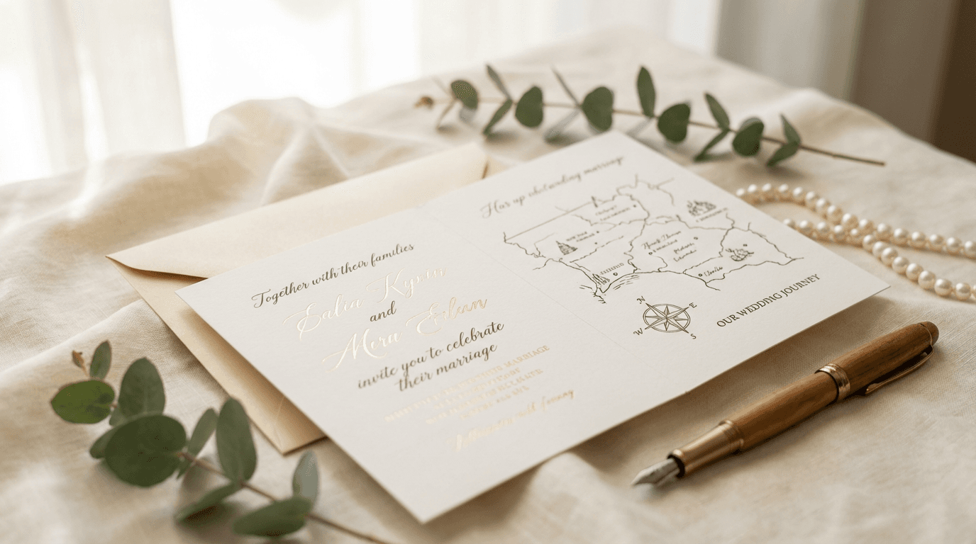 Wedding guests smiling while recording video messages at a professionally decorated video guestbook display