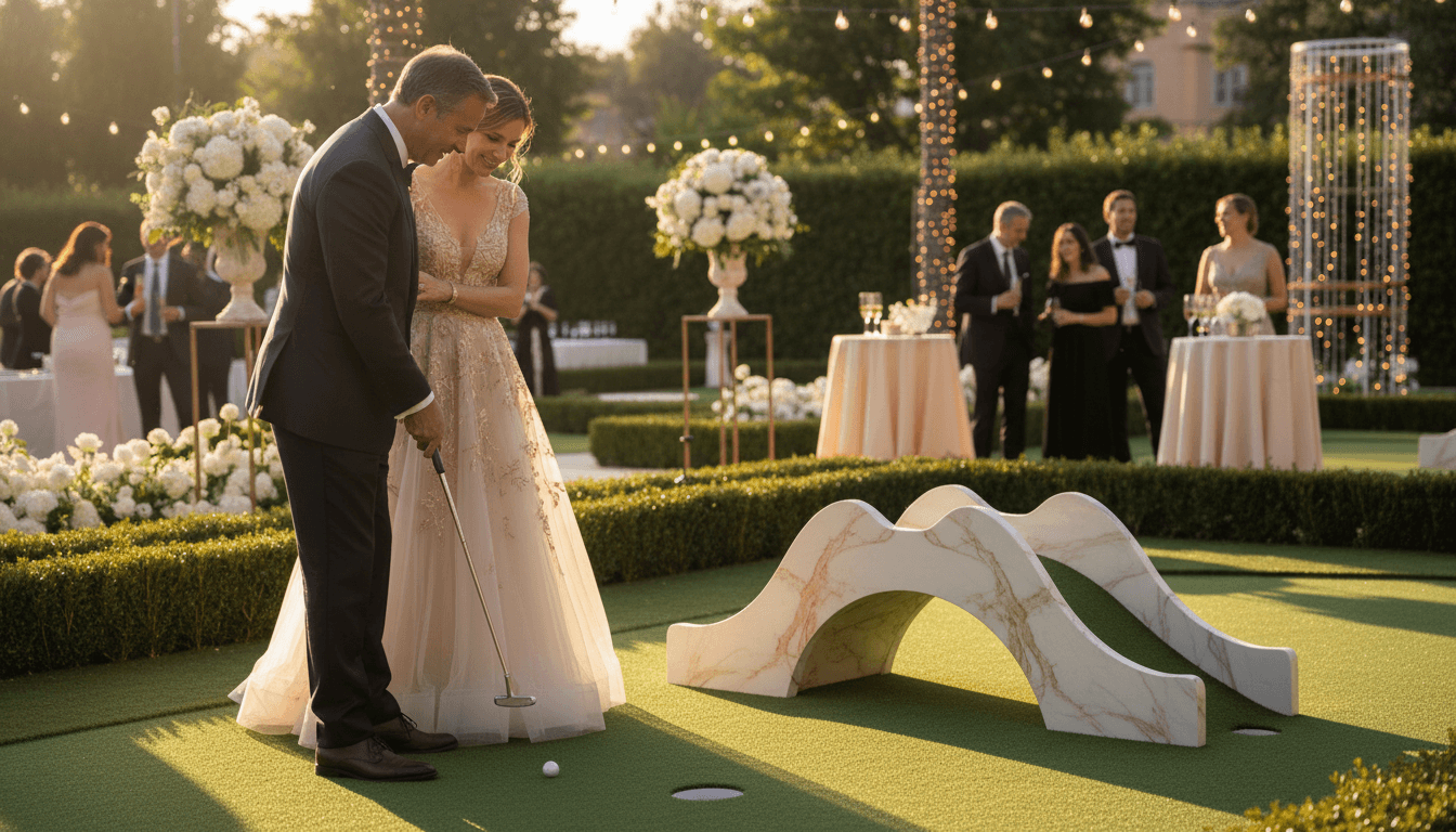 Happy couple at their wedding celebration
