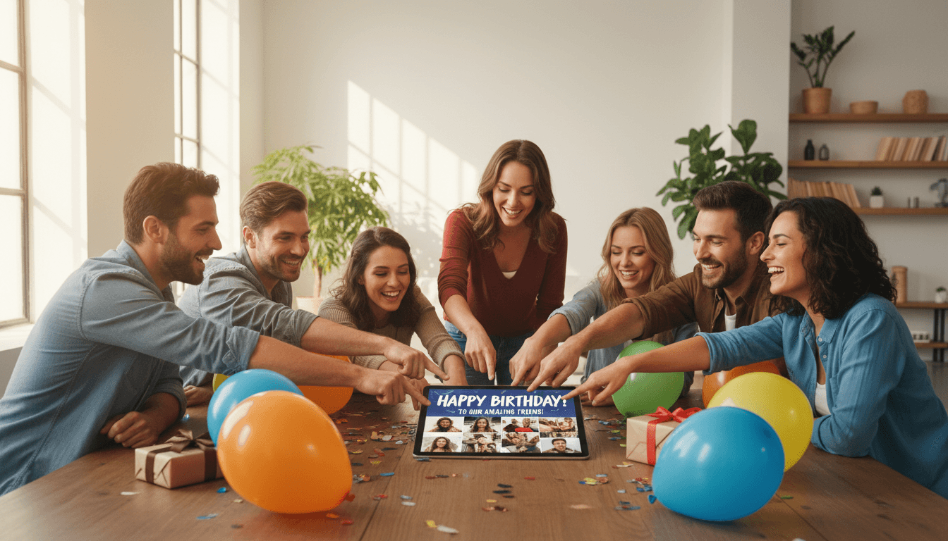 Video guestbook setup at birthday party celebration